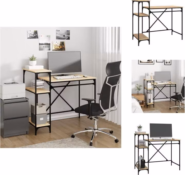 vidaXL Scrivania con ripiano rovere Sonoma 105x50x90 cm materiale a base di legno - Scrivanie