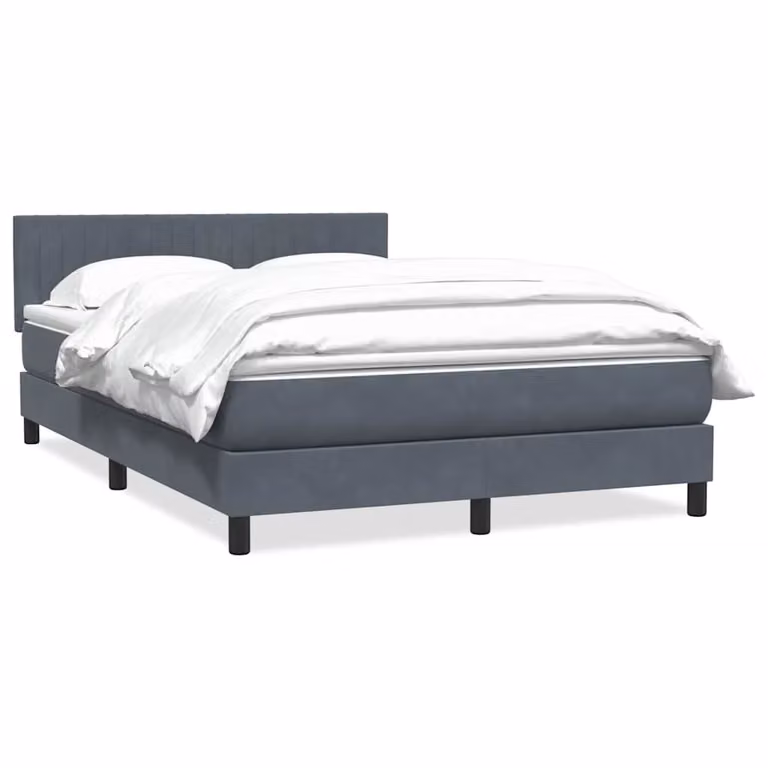 vidaXL Giroletto a Molle Ibrido con Materasso in Velluto Grigio e Bianco L: 160 cm, P: 213 cm