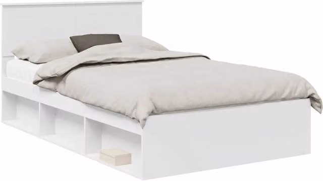 Letto matrimoniale | Letto per adulti | Struttura del letto Bianco 120 x 190 cm Legno multistrato