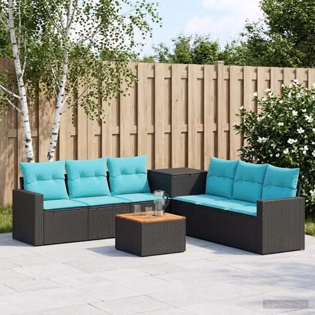 Set di divani 8 pz Nero e Blu 55 x 55 x 37 cm 3448322