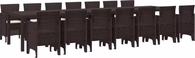Set da pranzo da giardino con cuscini 15 pz Marrone PP 3378801