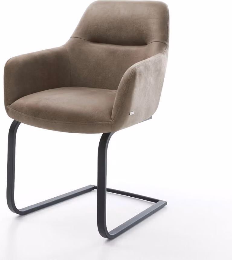 DELIFE Sedia a dondolo Pejo-Flex, rivestita in microfibra color tortora, stile vintage. Sedia a dondolo bassa, colore nero, con molle insacchettate