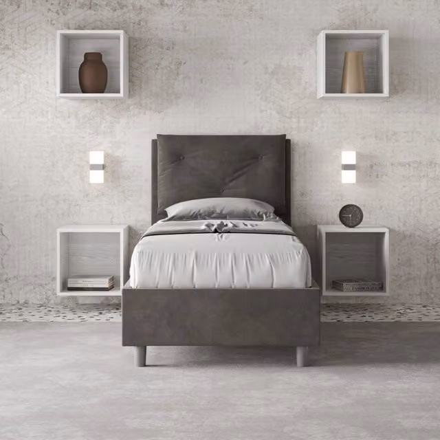 Letto imbottito singolo Appia Ityhome in microfibra grigio L/P/H: 80 x 210 x 110 cm – 1