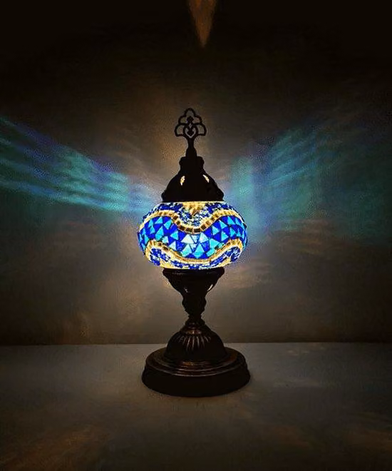 Lampada da tavolo orientale - Lampada da comodino turca realizzata a mano 17 cm - E14 - Illuminazione multicolore