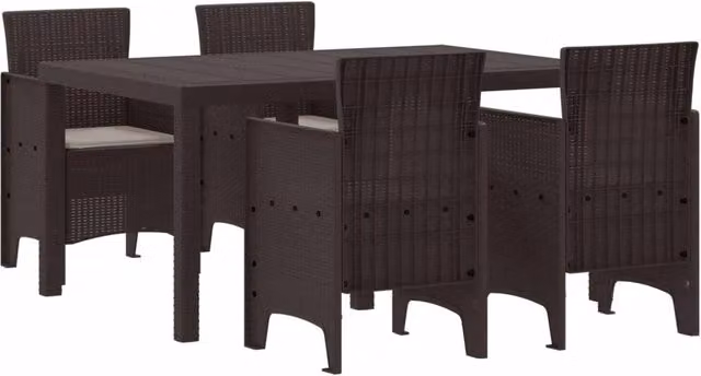 Set da Pranzo per Giardino 5 pz Marrone Rattan Polt 3378698