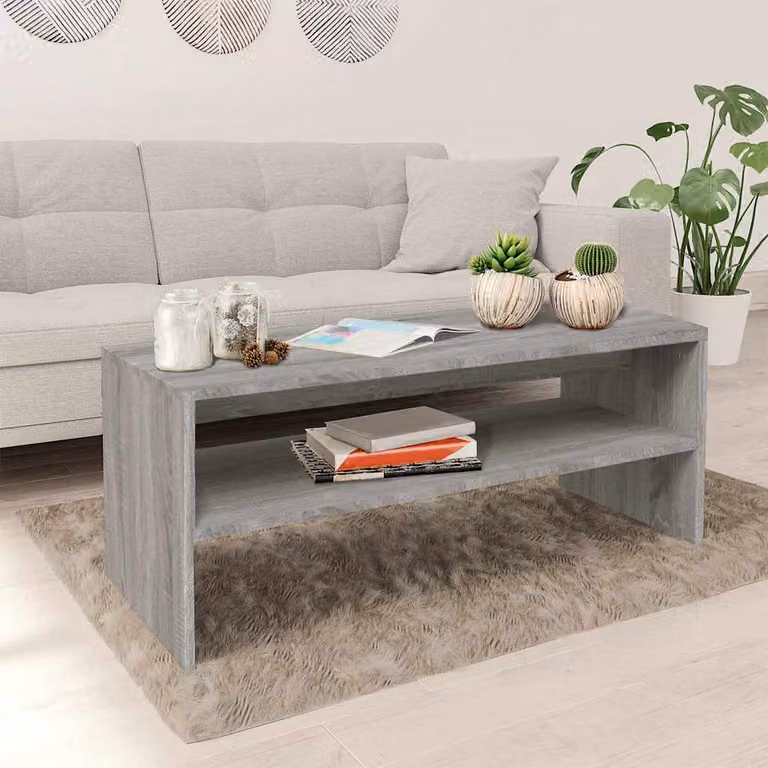vidaXL Tavolino da Salotto Moderno Grigio in Legno Multistrato L: 100 cm, P: 40 cm, H: 40 cm