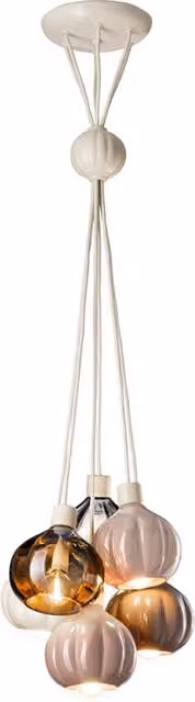 Lampadario a sospensione Ferroluce Afoxè in stile Art Déco con 6 luci E14 in ceramica, alluminio e vetro multicolore