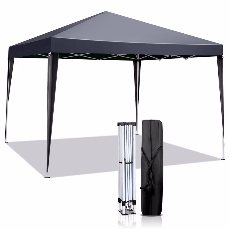 Gazebo da esterno 3x3 metri, grigio, impermeabile, con protezione UV 50+, realizzato in tessuto Oxford 420D, con struttura stabile e altezza regolabile