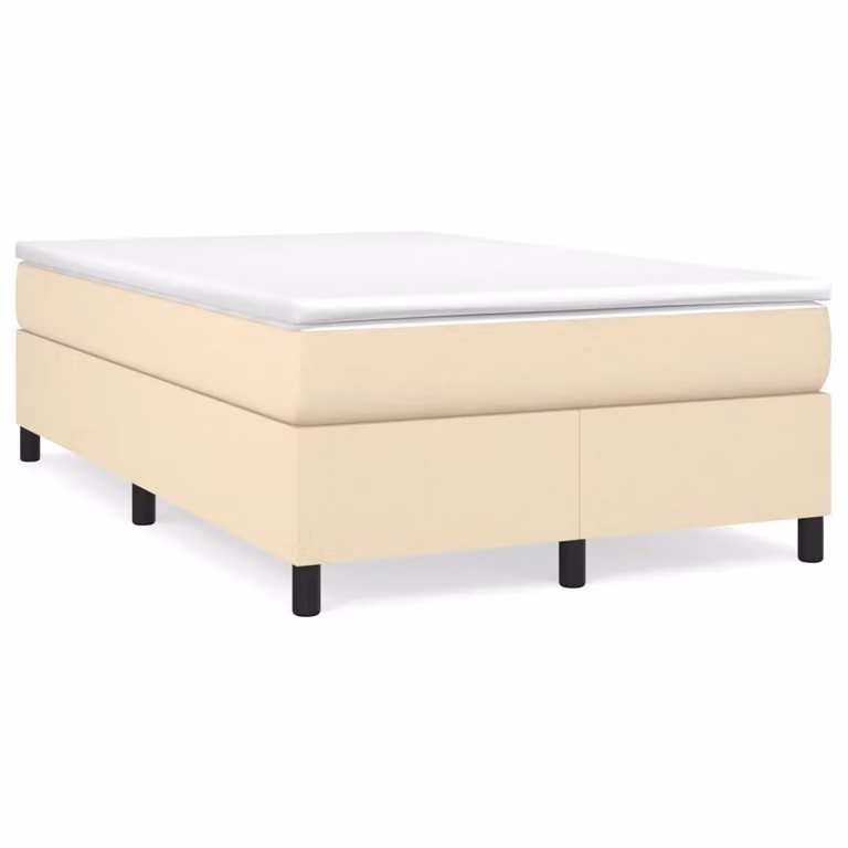 vidaXL Giroletto a Molle con Materasso Ibrido in Tessuto Beige e Bianco L/P/H: 120 x 200 x 33,5 cm