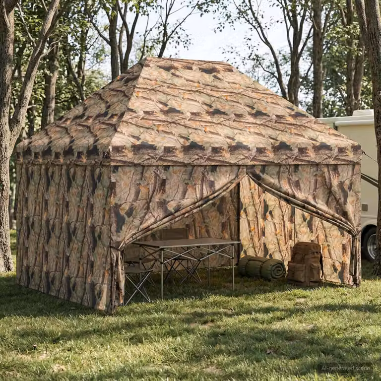 Gazebo Pop-up vidaXL con 4 Pareti, Colore Mimetico Multicolore, L 4,5 m x P 3 m