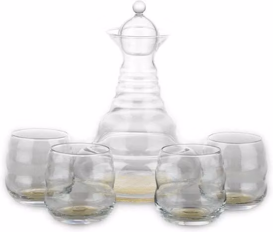 Set elegante carafe con bicchieri - 1,3 l - oro - set di vetro