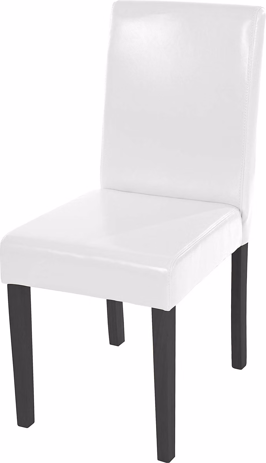 Sedia da pranzo Littau, sedia da cucina, pelle ~ bianco, gambe scure