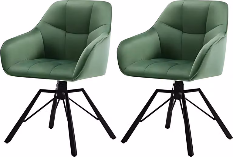 Set di 2 sedie da pranzo girevoli - Sedie comfort imbottite con braccioli e schienale - Per cucina, soggiorno e ristorante