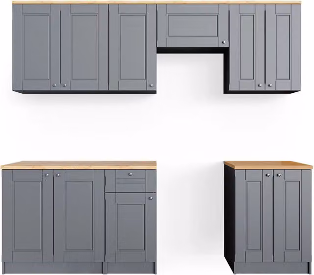 Mobile da cucina Bergamo Grigio nobile/Rovere dorato 240 cm, PL Goldkraft Vicco