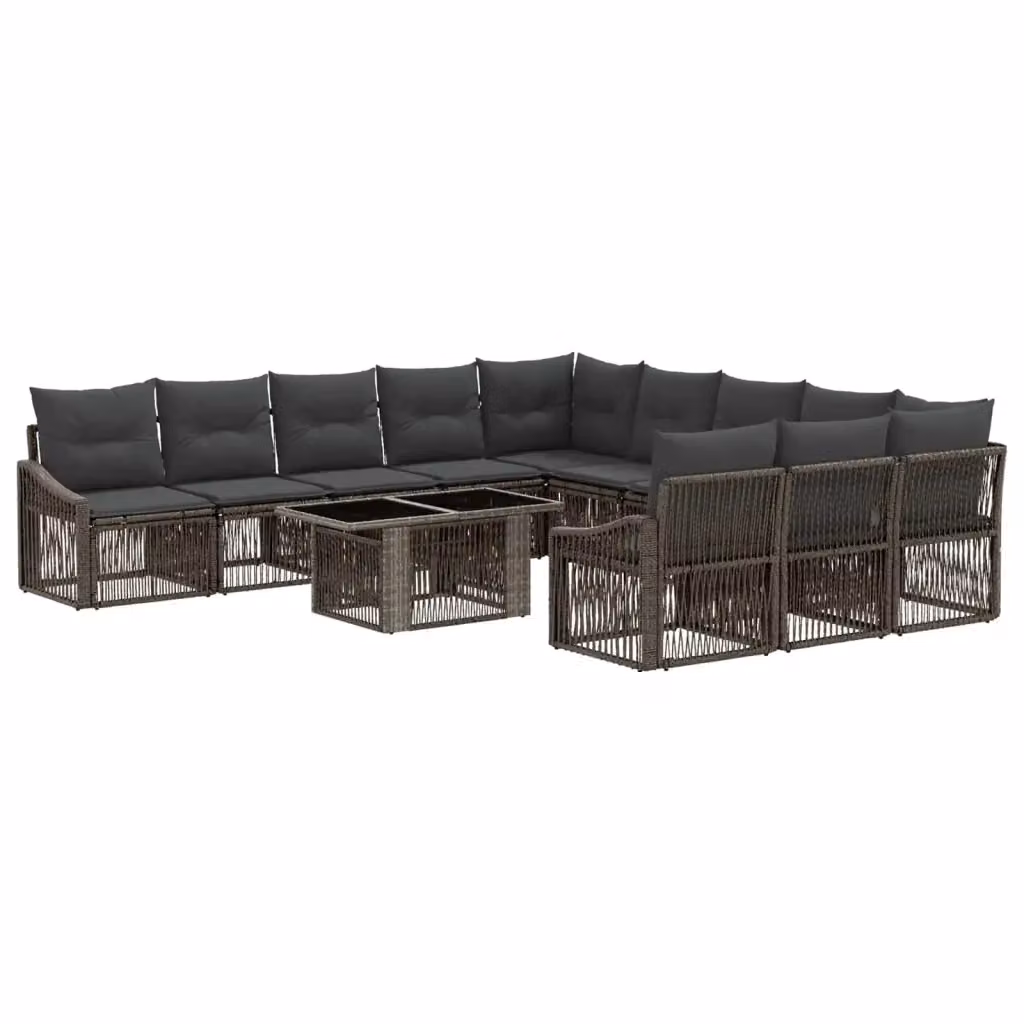 Set Divano da Giardino Moderno vidaXL in Polyrattan Grigio e Grigio Scuro 12 Pezzi – 2