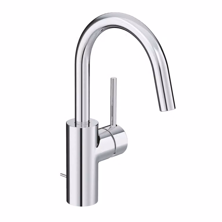 KLUDI BOZZ Mitigeur monocommandé pour lavabo, hauteur d'écoulement 185mm, bec pivotant, chrome, 380270576, 380270576