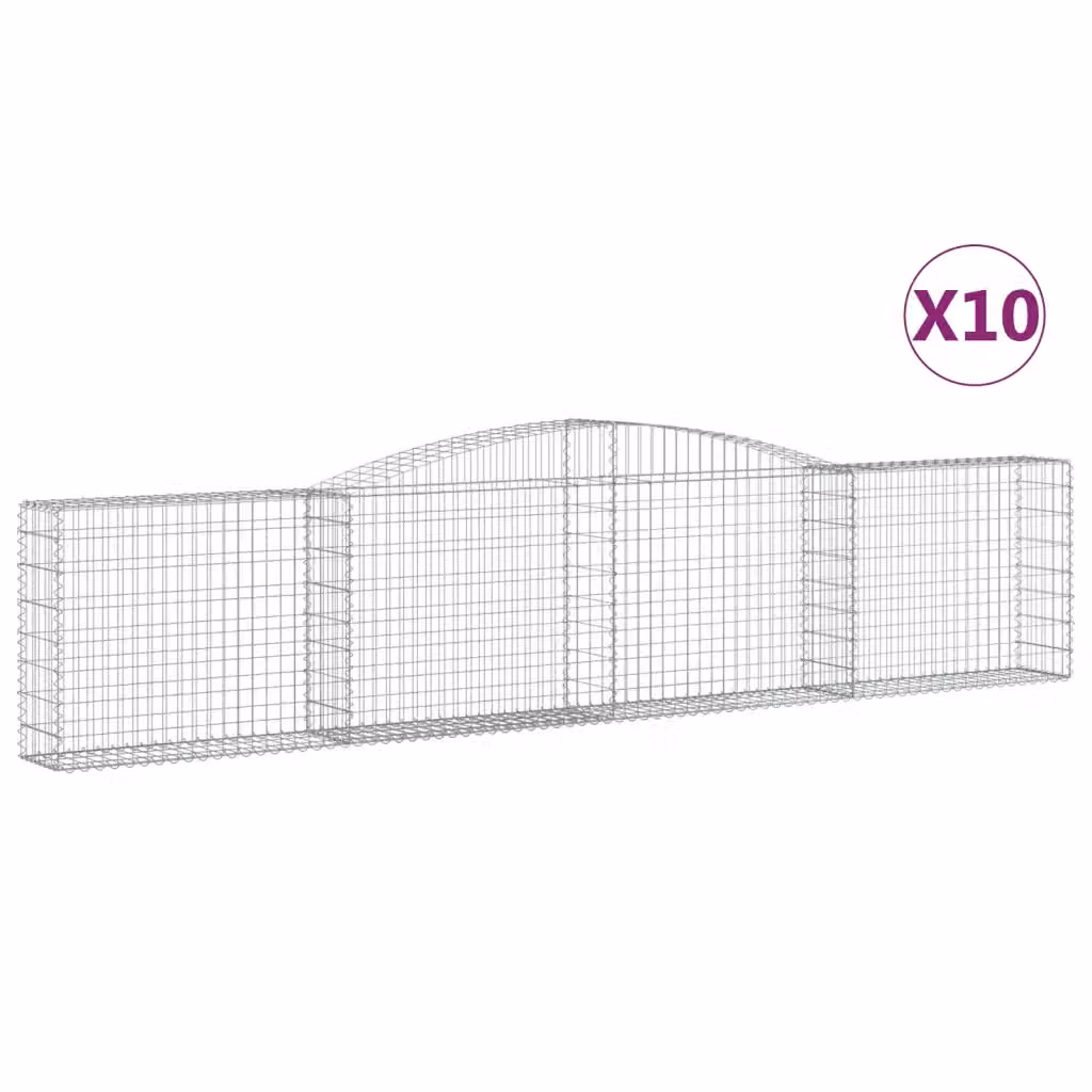 Set di 10 Cesti Gabbioni ad Arco Videx in Acciaio Zincato Colore Argento L: 400 cm, P: 30 cm, H: 80/100 cm – 2