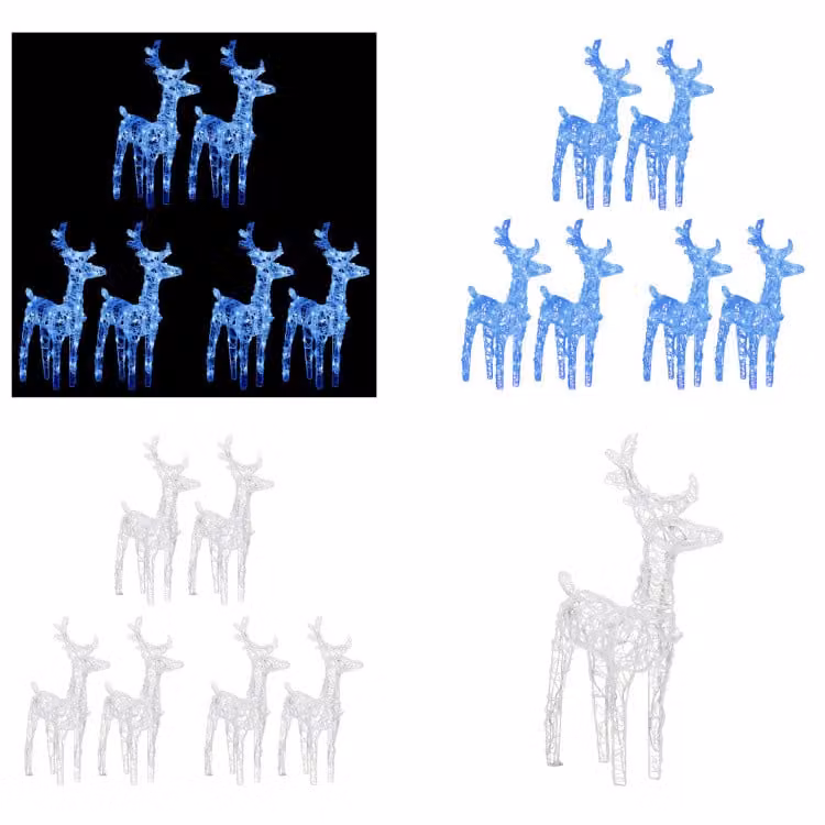 vidaXL Renna LED 6 pz. Blu 240 LED acrilico - Renna di Natale - Renna di Natale - Renna illuminata - Decorazione natalizia