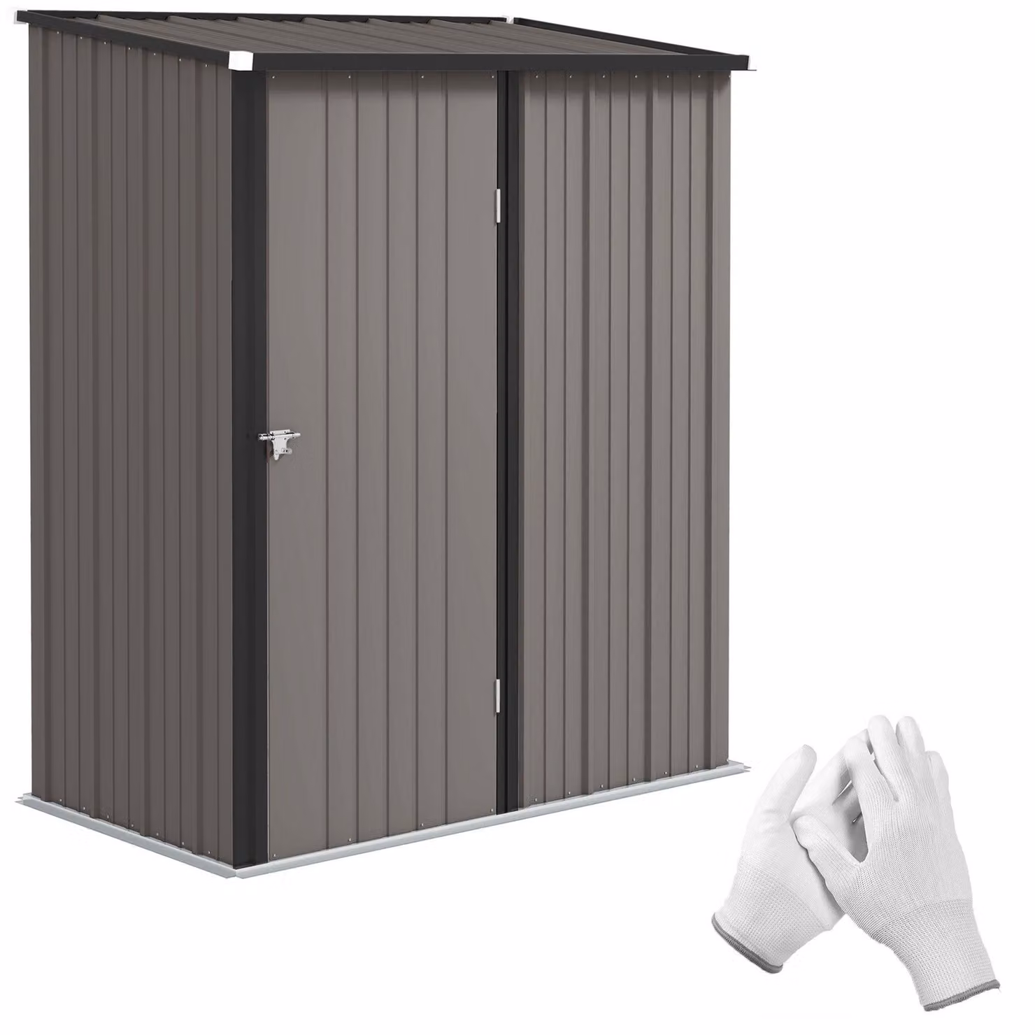 Casetta da giardino con porta chiudibile a chiave | Colore: Grigio, Nero | Dimensioni: 161,5 x 94,5 x 196 cm