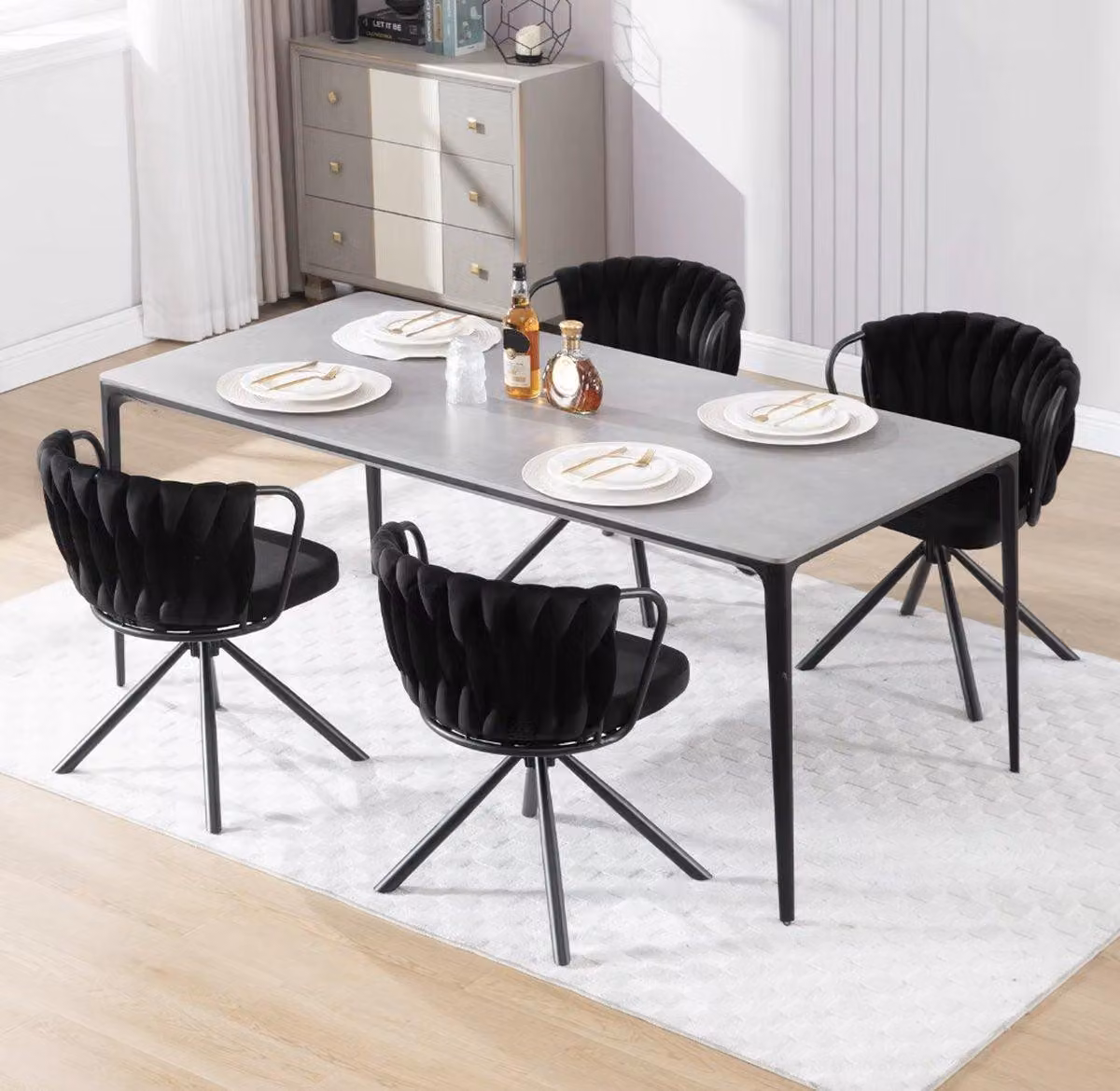Sedia da pranzo - Set di 2 sedie - Sedia da pranzo in velluto - Sedia per tavolo da pranzo - Poltrona - Con braccioli