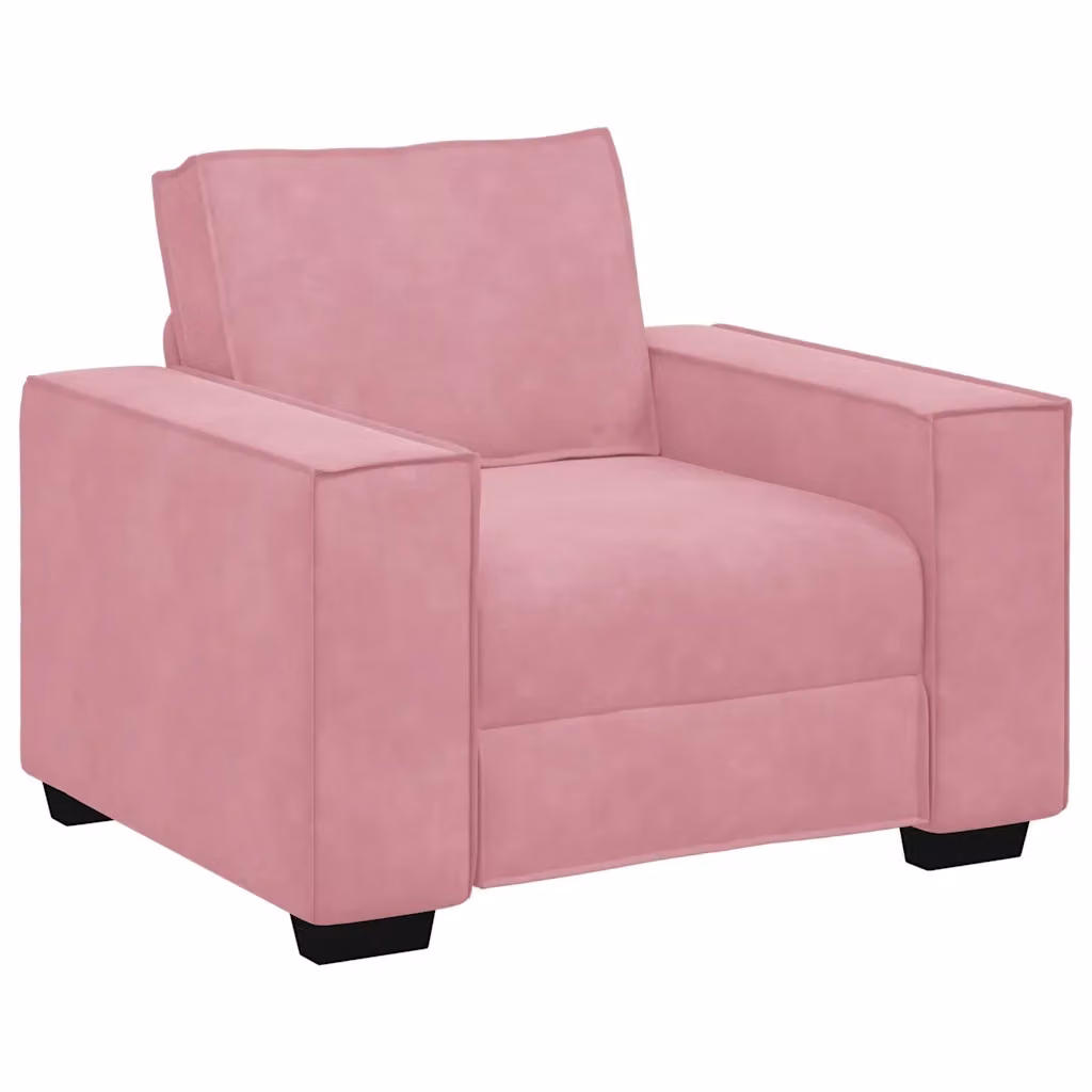Poltrona Relax Design Mania in Velluto Rosa con Braccioli e Struttura Moderna – 2