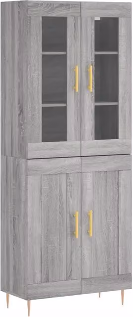 Credenza Buffet da pranzo moderna in legno multistrato Grigio Sonoma L: 69,5 cm, P: 34 cm, H: 180 cm