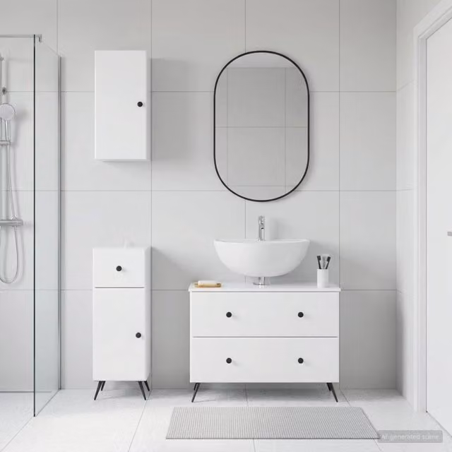 Set di armadietti da bagno in 3 pezzi BREDA Bianco Lucido 3417805