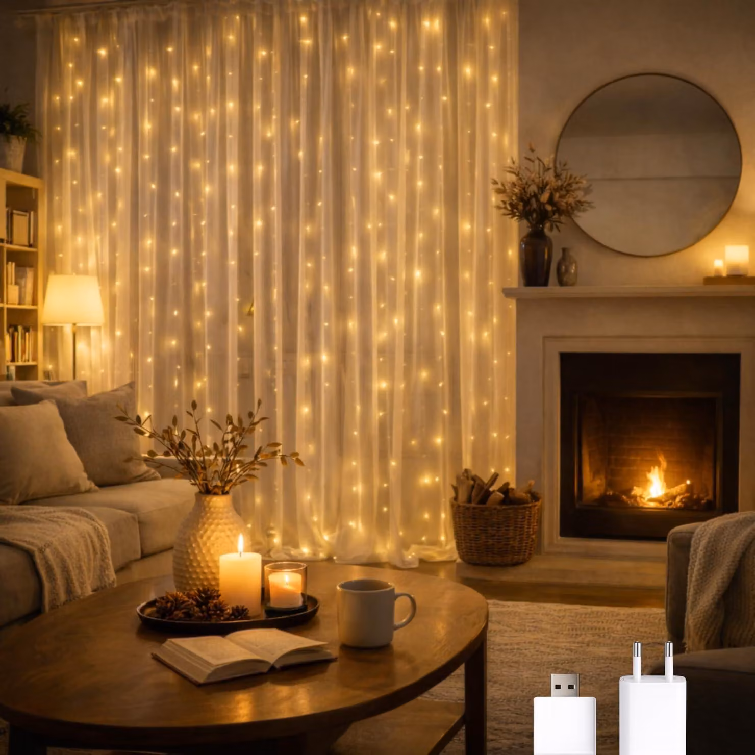 Tenda luminosa a LED, dimensioni 3 x 3 metri, luce bianco caldo, 2700 K, grado di protezione IP65, adatta per uso esterno