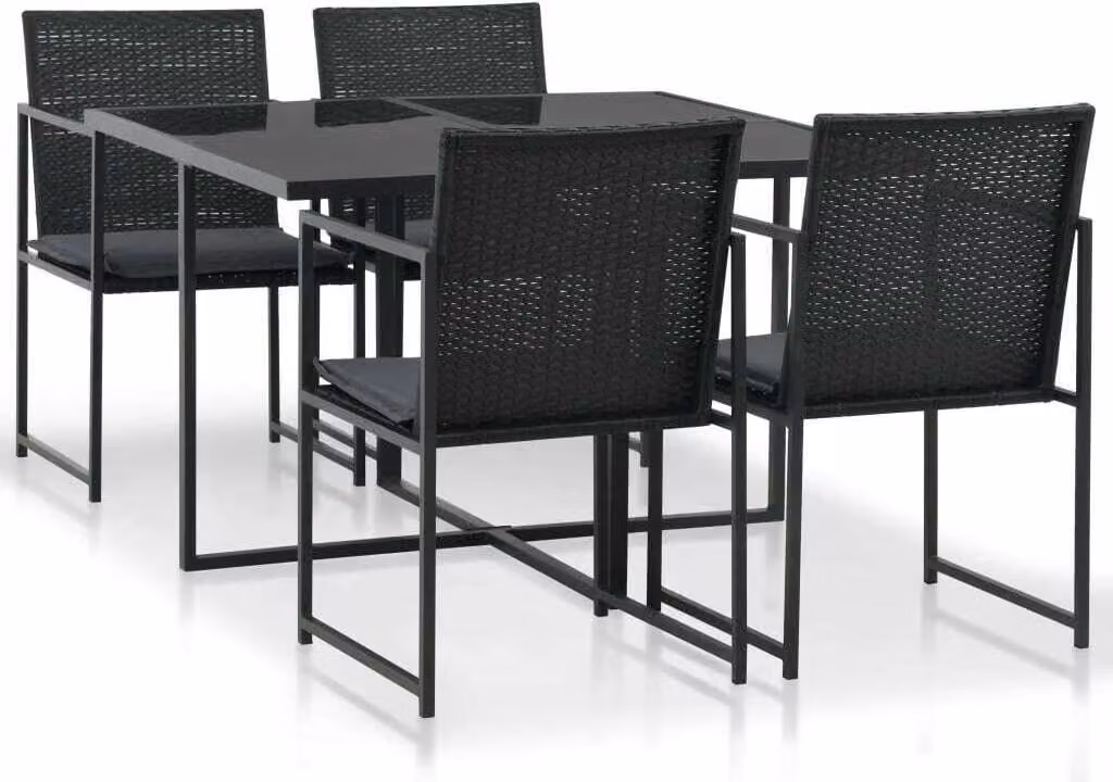 Maison Exclusive - Set da giardino da 5 pezzi con cuscini, in rattan sintetico nero