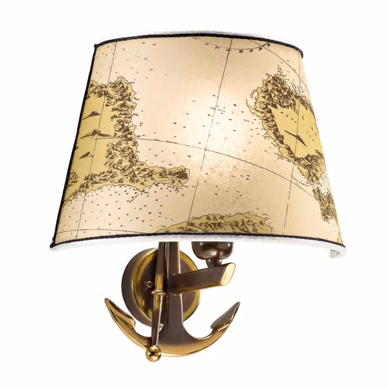 Cremasco Applique da parete NAUTICA, dimmerabile, Crema / Ambra, Soggiorno / Sala da pranzo, Tessuto / Stoffa / Seta, Marittimo, Applique