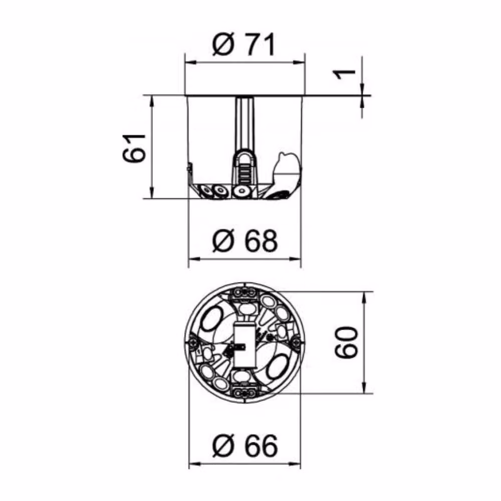 OBO Bettermann 2003808 Scatola di derivazione per apparecchi da parete antivento (Ø x P) 68 mm x 61 mm 25 pz