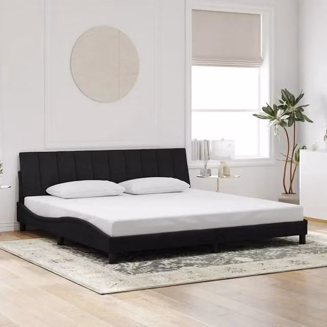 Giroletto senza Materasso-Struttura Letto Hanko Nero 200x200 cm in Velluto