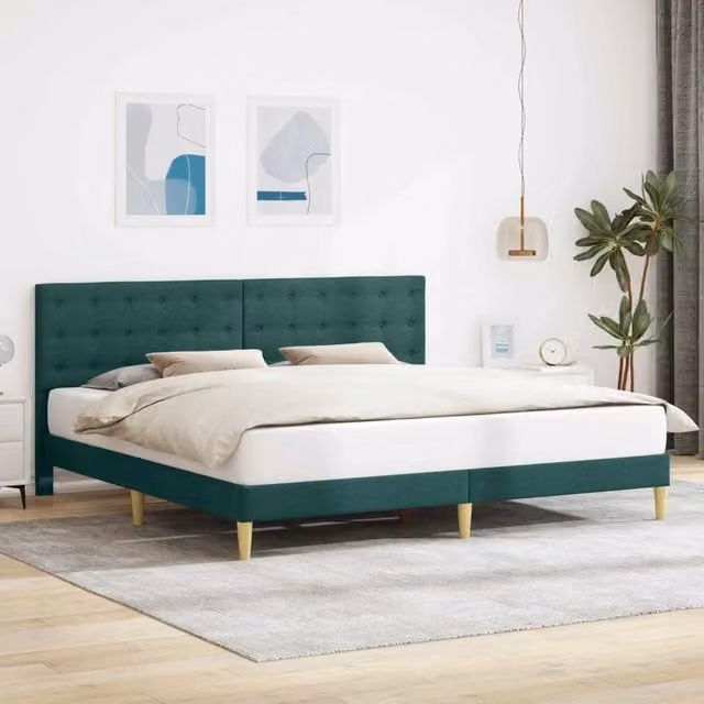 Struttura del letto imbottita vidaXL in tessuto verde con legno e metallo L/P/H: 202 x 180 x 96 cm