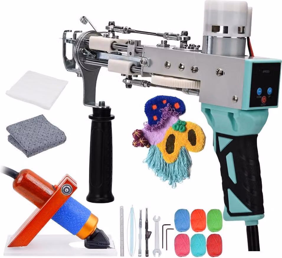 Pistola per tufting, macchina elettrica per la lavorazione a maglia dei tappeti, set 2 in 1, kit con display digitale