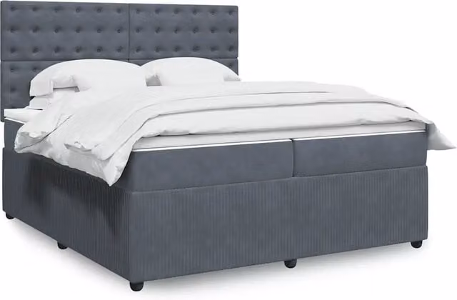 Letto Ibrido vidaXL con Materasso a Molle Insacchettate e Rivestimento in Velluto Grigio, L/P: 200 x 200 cm – 1