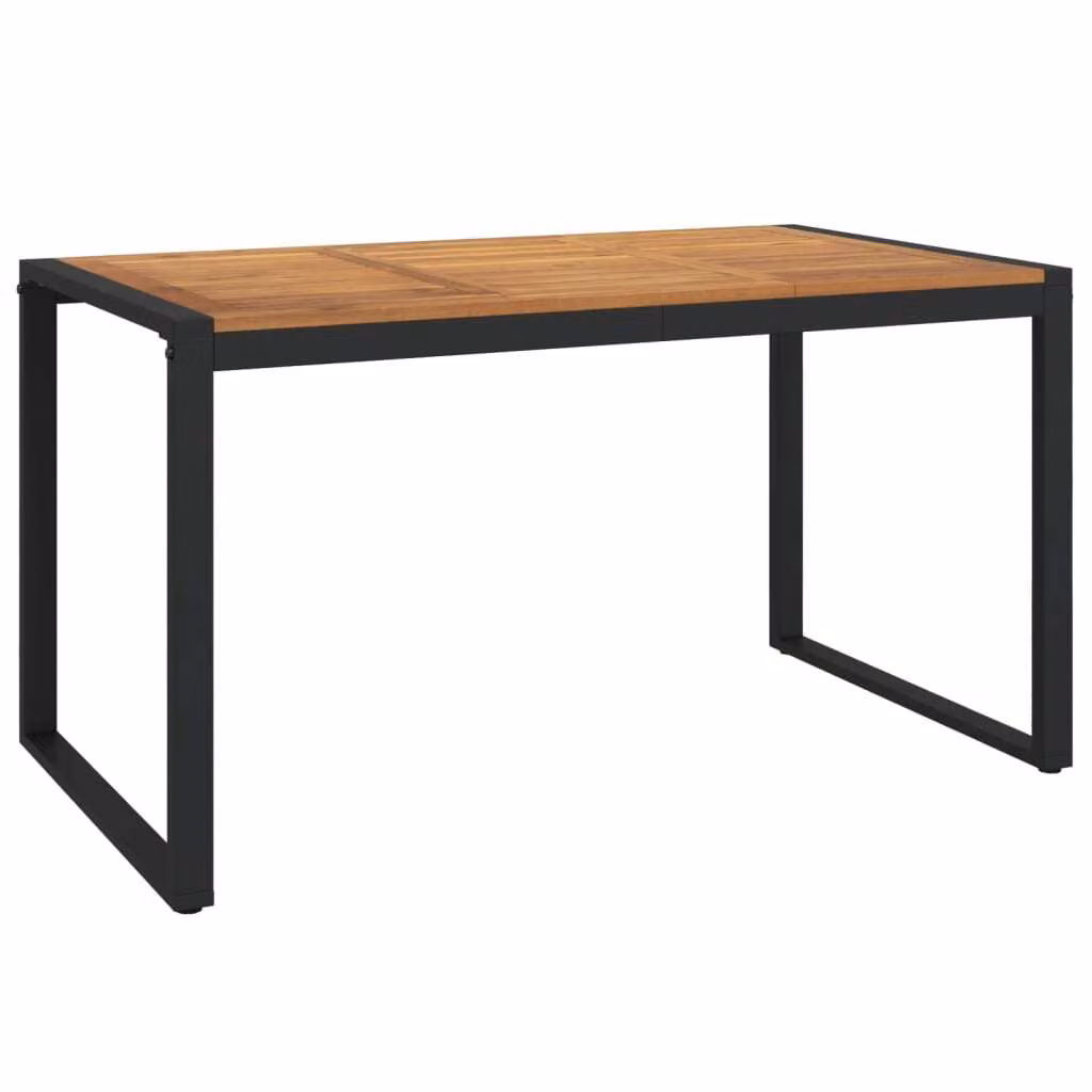 Tavolo Giardino con Gambe a U 140x80x75cm Legno Massello Acacia
