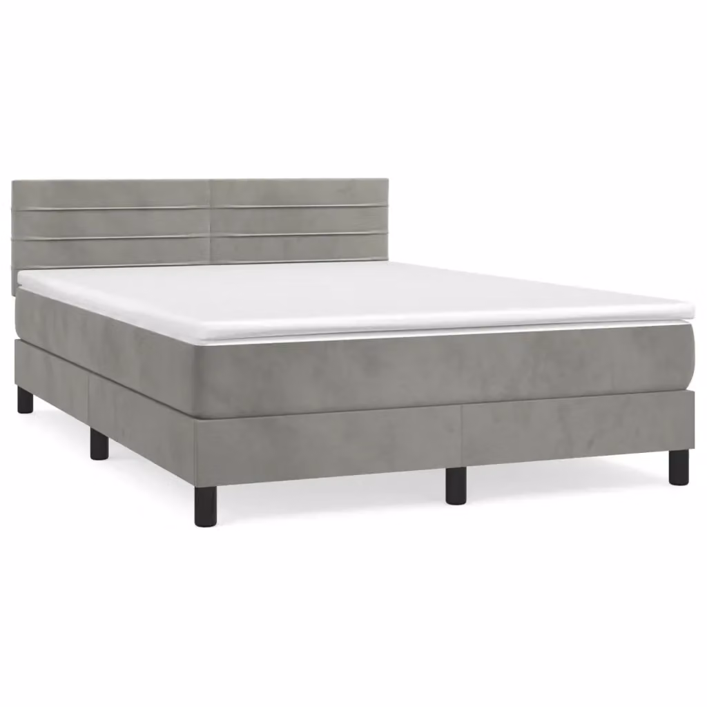 Letto Ibrido con Giroletto a Molle e Materasso vidaXL in Velluto Grigio e Bianco L/P/H: 193 x 144 x 88 cm – 2
