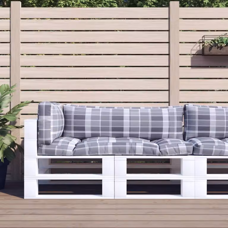 Set di 3 cuscini per pallet vidaXL in poliestere grigi e multicolore con design moderno, idrorepellenti e resistenti ai raggi UV