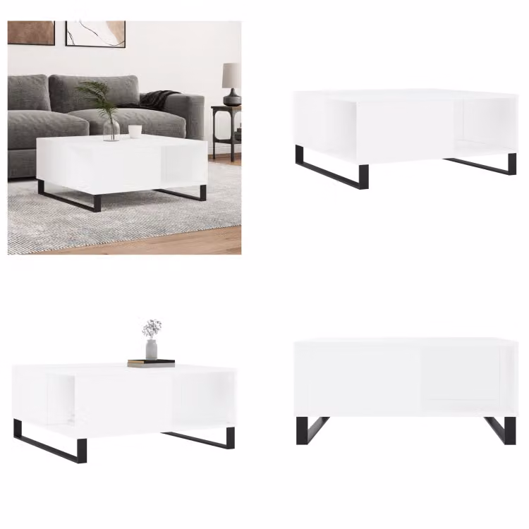 vidaXL Tavolino bianco 80x80x36,5 cm in legno - Tavolino - Tavoli da caffè - Tavolino - Tavolo da divano