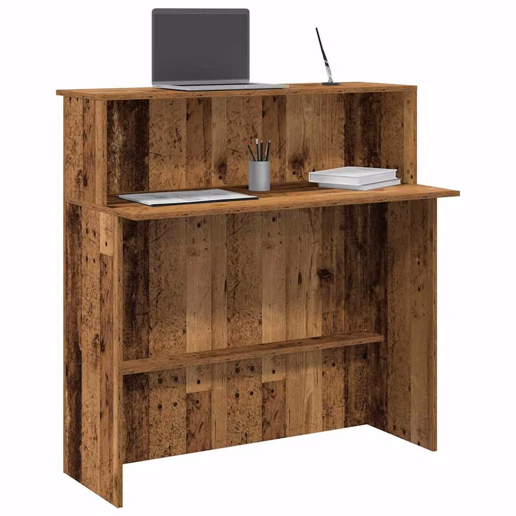 vidaXL Banco Reception in Legno Rustico Marrone L/P/H: 100 x 50 x 103,5 cm