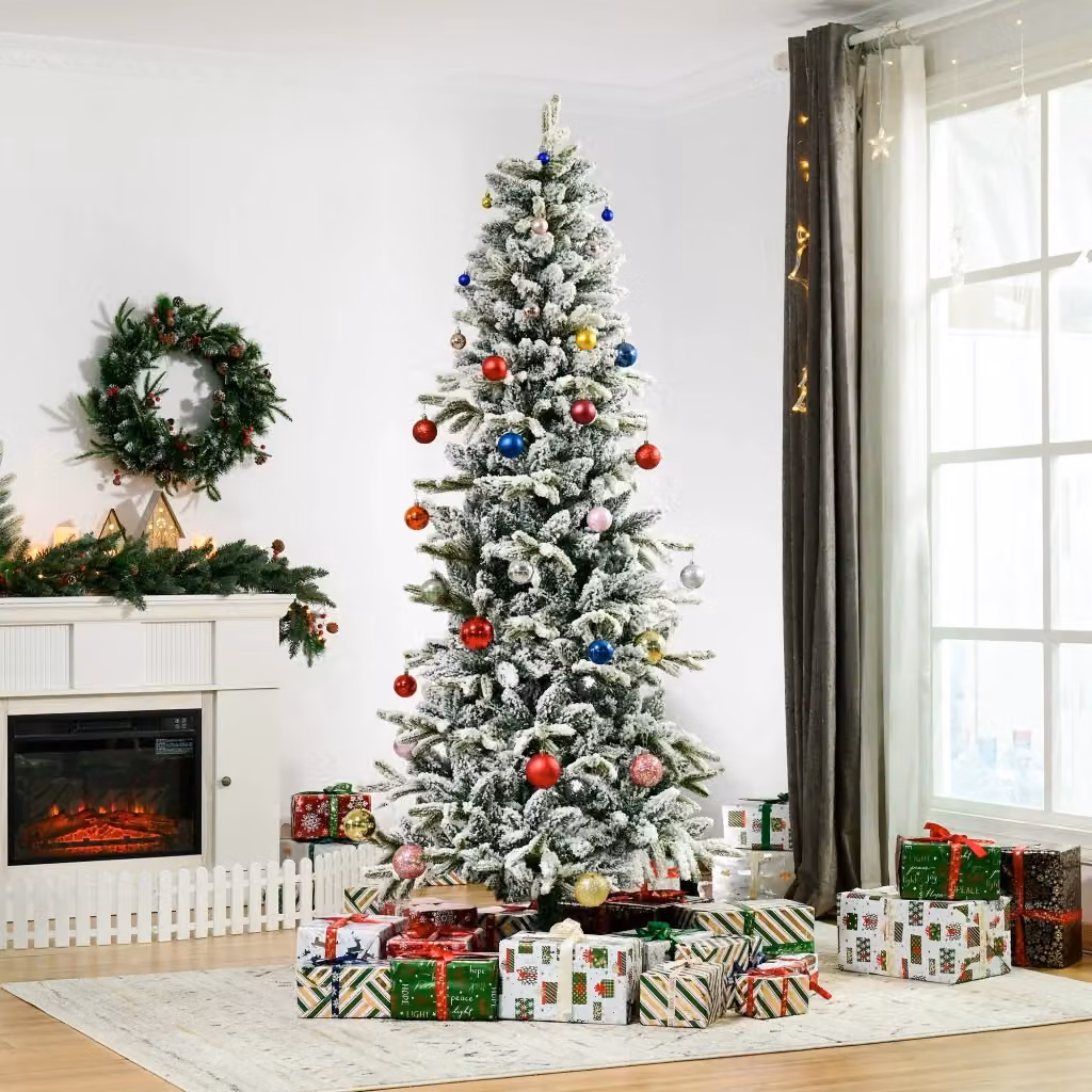 Albero di Natale Artificiale Minimal Verde e Bianco, Altezza: 210 cm – 2