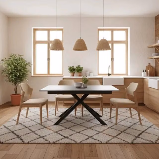 Tavolo da pranzo allungabile Pluto Duzzle effetto cemento grigio e nero L/P: 140-190 x 90 cm