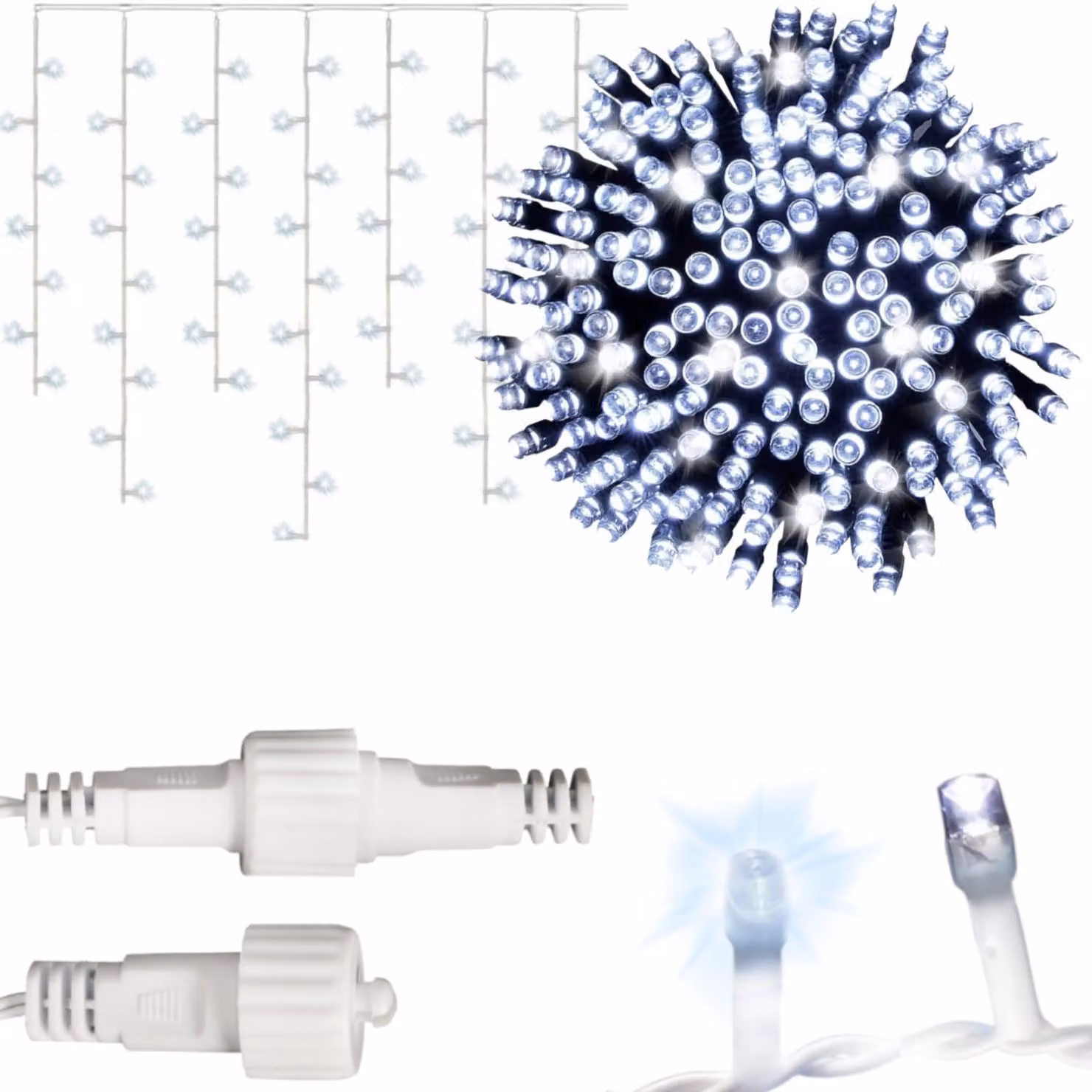 Icicles 300 Tenda A Led Per Esterni/Interni Flash Bianco Freddo 9 M