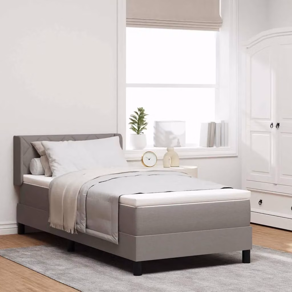 Letto a molle con testiera Talpa vidaXL in tessuto beige o grigio, L/P: 200 x 100 cm