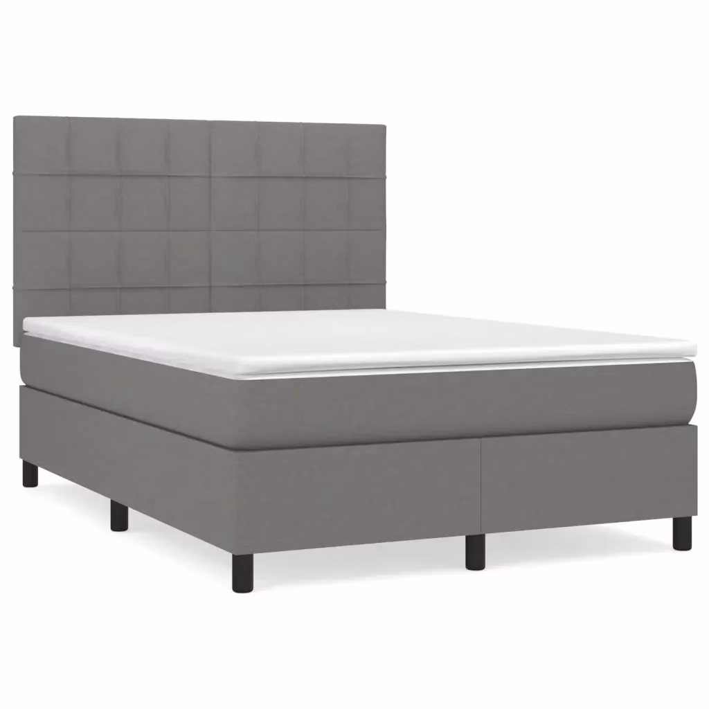 Letto Ibrido vidaXL con Materasso e Struttura Imbottita in Tessuto Grigio e Bianco L/P/H: 140 x 200 x 40 cm – 2