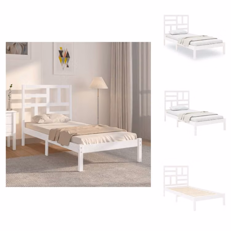 vidaXL Letto in legno massiccio bianco 100x200 cm - Letti & reti