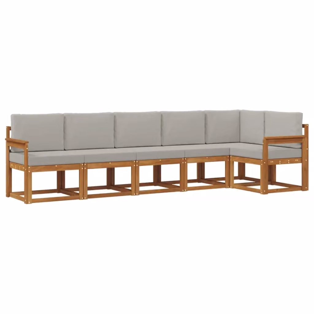Set di divani da esterno a L vidaXL in legno di acacia con cuscini, beige e grigio – 2