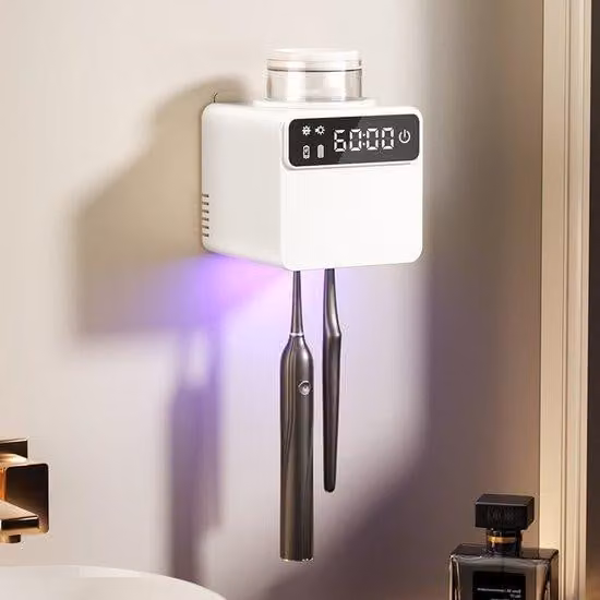 Spazzolini da denti elettrici da parete intelligenti con batteria a lunga durata, ricarica USB, asciugatura continua, supporto da parete, senza vibrazioni