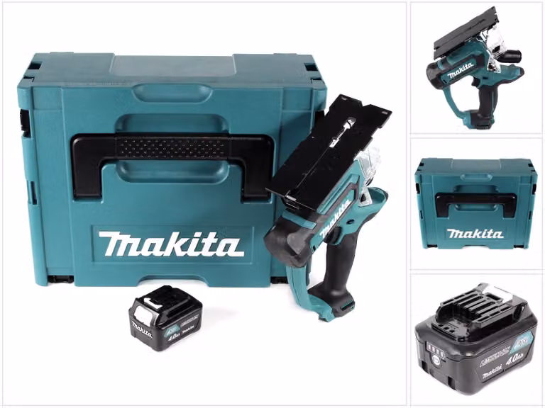 Makita SD 100 DM1J Sega per cartongesso a batteria 10,8 V Sega per cartongesso in Makpac + 1x batteria da 4,0 Ah - senza caricabatteria