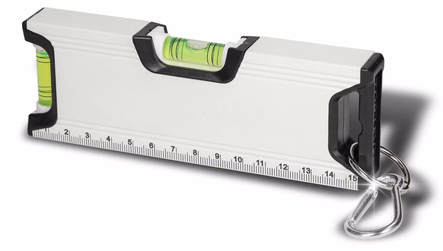 Livella a bolla da 15,5 cm - Livella magnetica con gancio a moschettone - ideale per campeggio, camper e viaggi - bianca